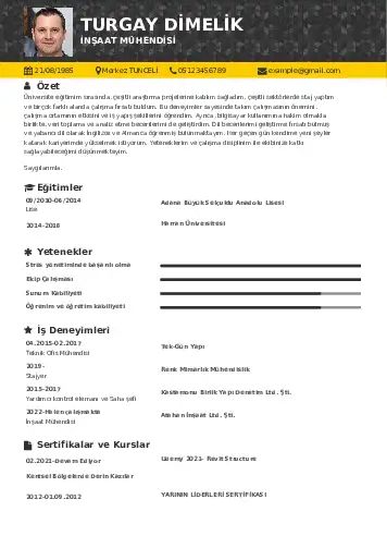 İnşaat Mühendisi Cv Örnekleri cv indir